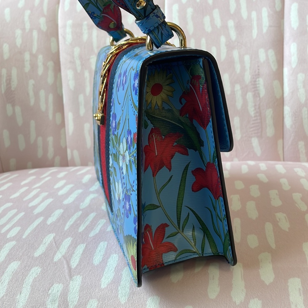 GUCCI SYLVIE RARE FLORA CALFSKIN LEATHER SHOULDER BAG EUC - Picture 4 of 15